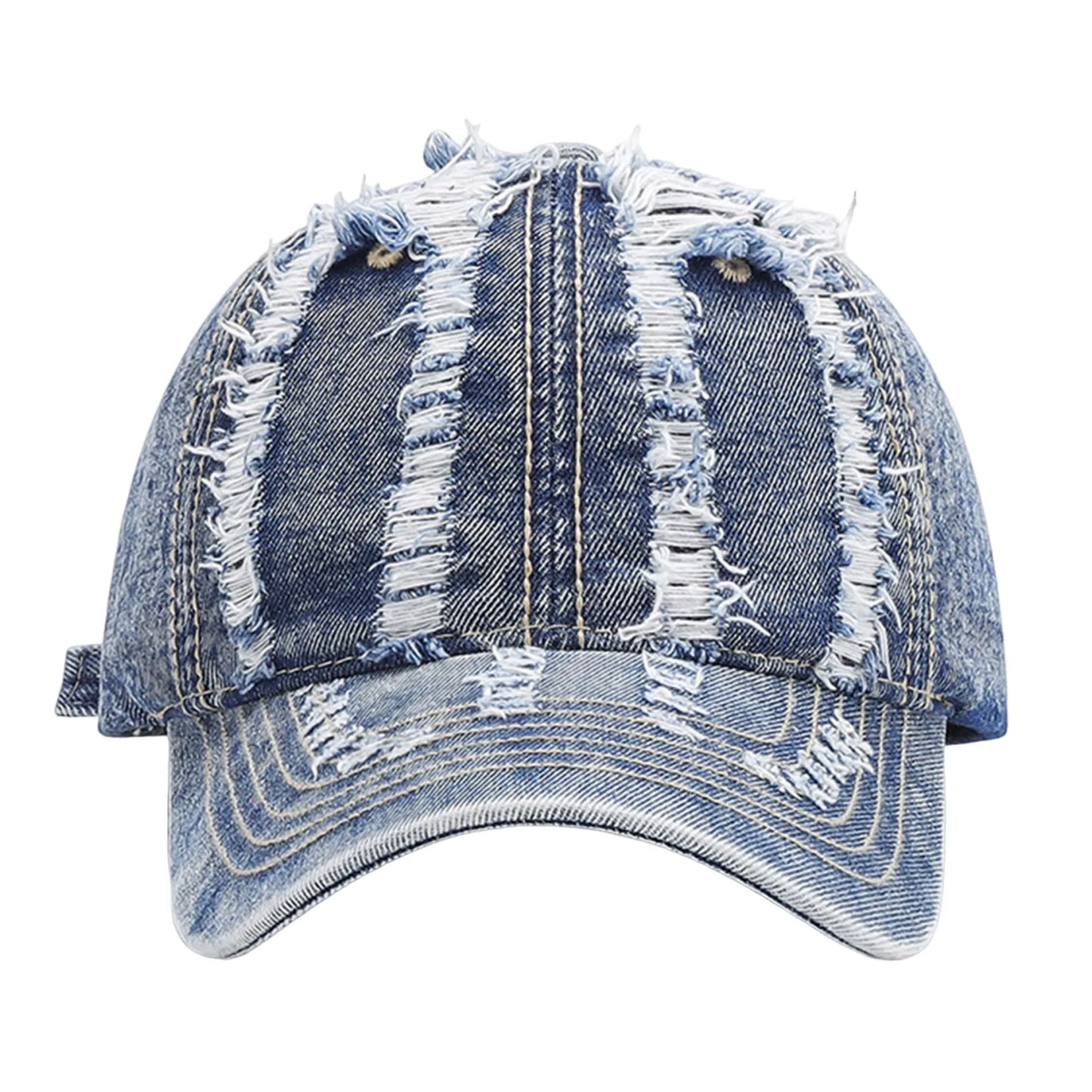 Stylish Distressed Washed Denim Baseball Cap Women Men
