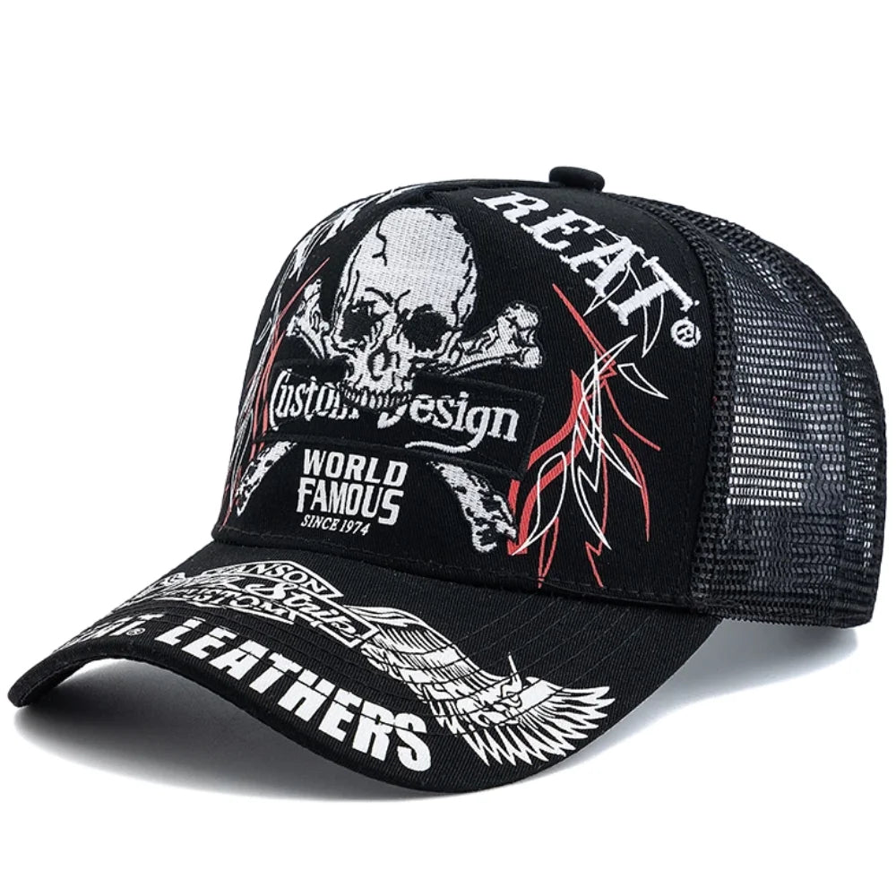 Unisex Punk Style Cap Skull Embroidery Baseball Hat