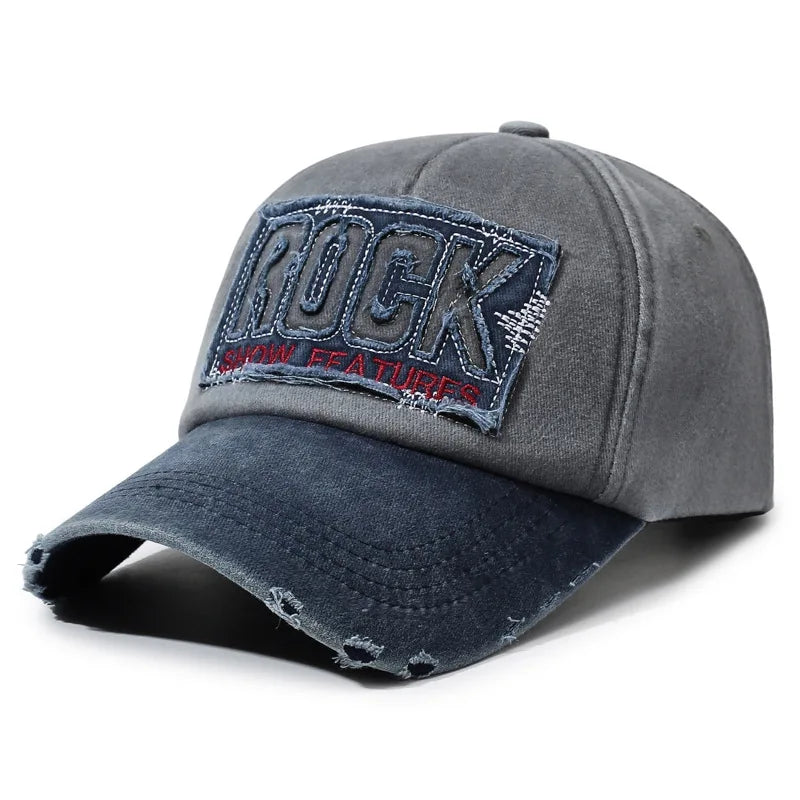 Letter Rock Embroidery Cotton Baseball Cap For Men Women