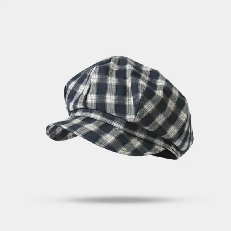 Retro Plaid Beret Hat Summer Travel Versatile Face Slimming Hat
