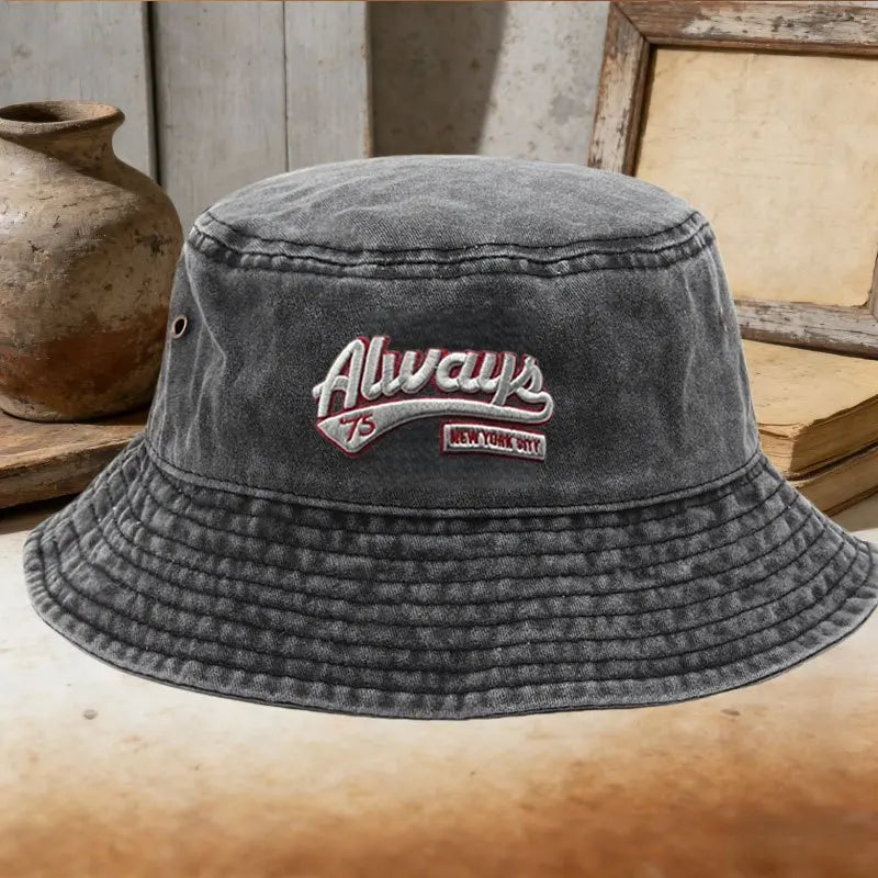 Unisex Casual Always 73 Embroidered Washed Bucket Hat