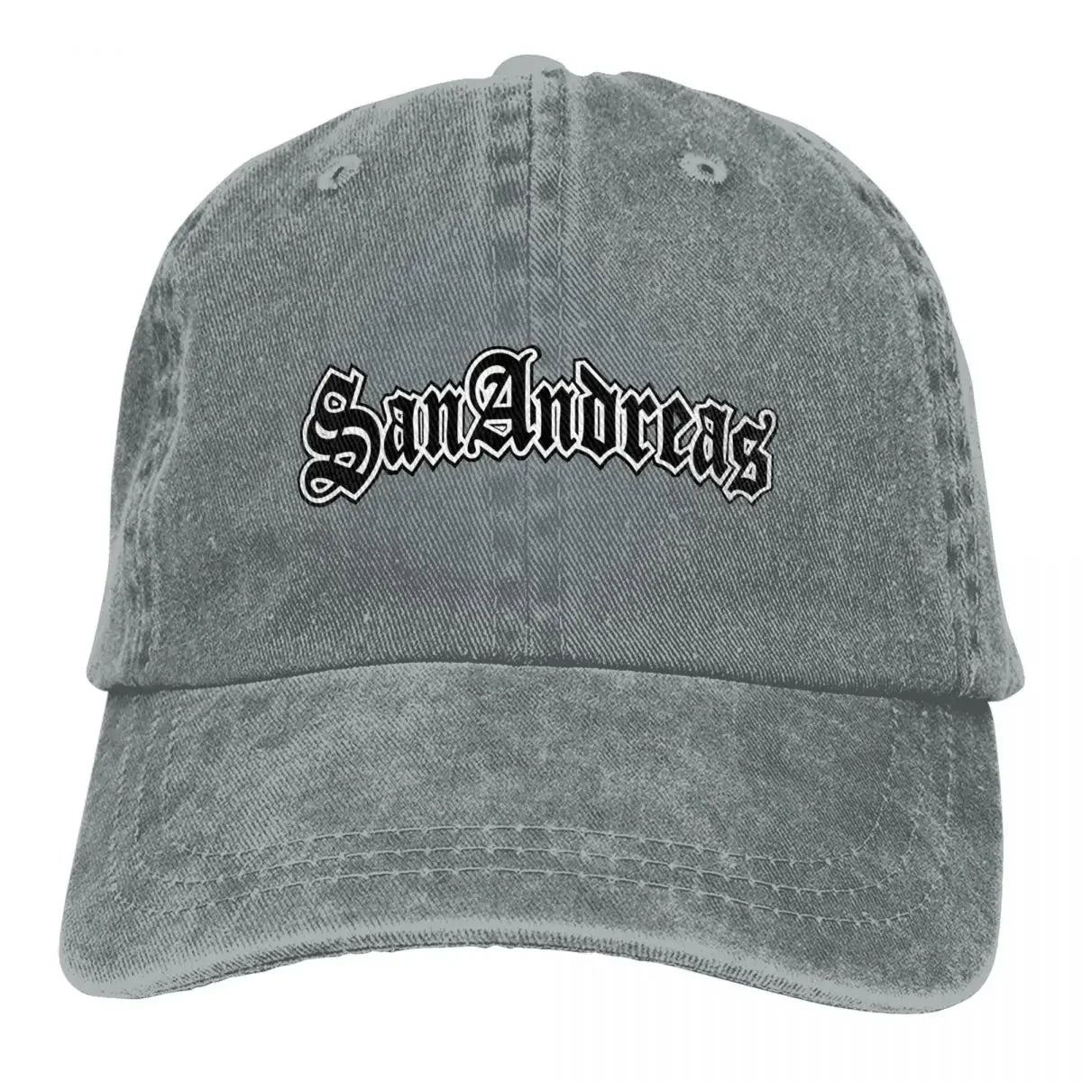 Classic San Andreas Logo Baseball Cap Unisex Style Distressed Denim Sun Cap Outdoor