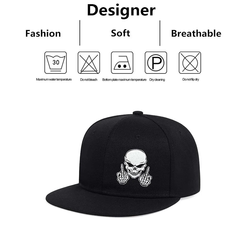 Unisex Skeleton Finger Embroidery Hip-hop Hats Spring Autumn Outdoor