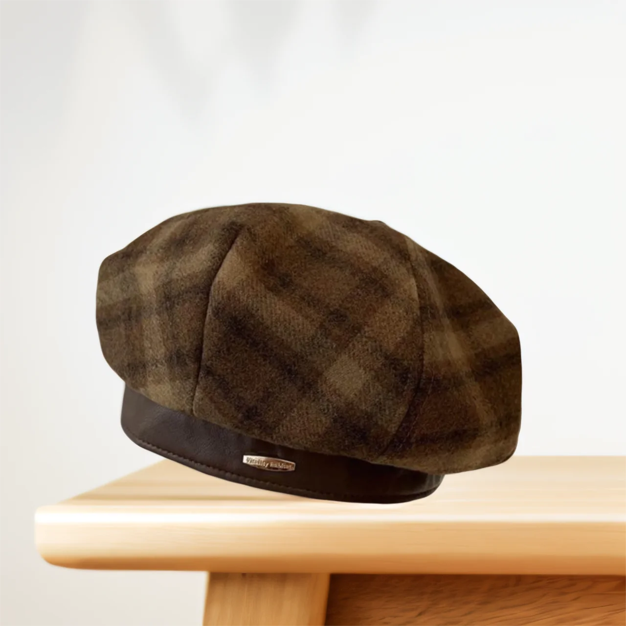 Retro British Plaid Beret Hat Women's Autumn Winter