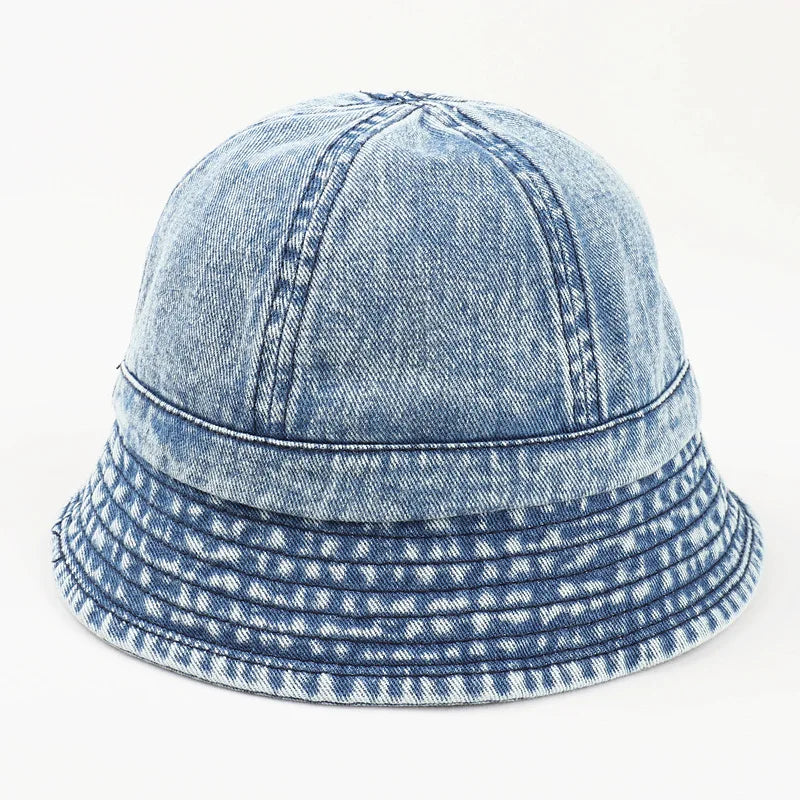 Washed Denim Bucket Hat Women Fisherman's Hat Bucket Hat