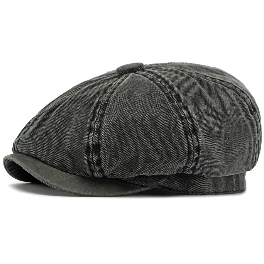Women Retro Washed Cotton Octagonal Beret Hat