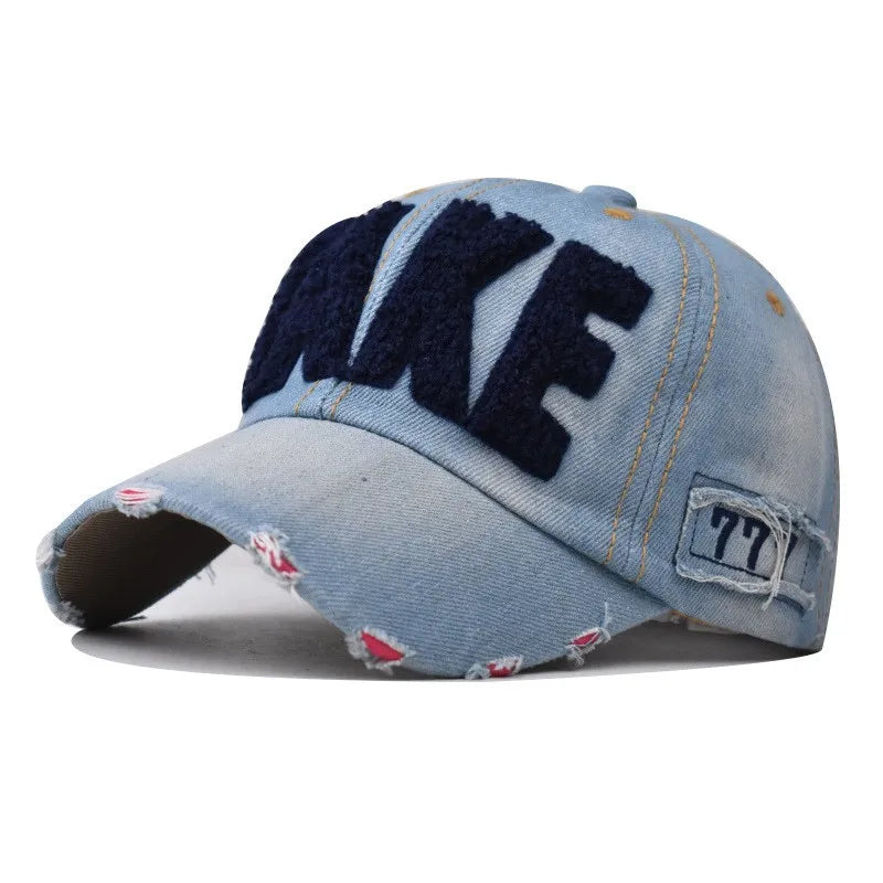 Vintage Denim Baseball Cap For Women Men Letter Snapback Sun Hat