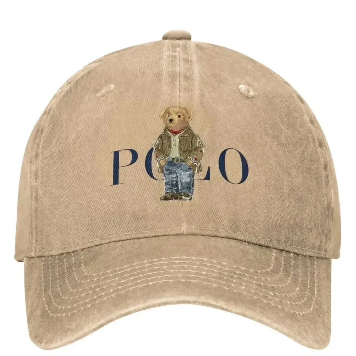 1pc Baseball Bear Print Washed Baseball Cap for Adults