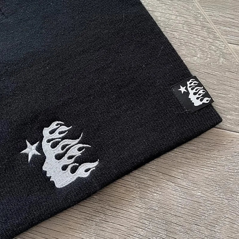 Patch Print Beanie Black Cap