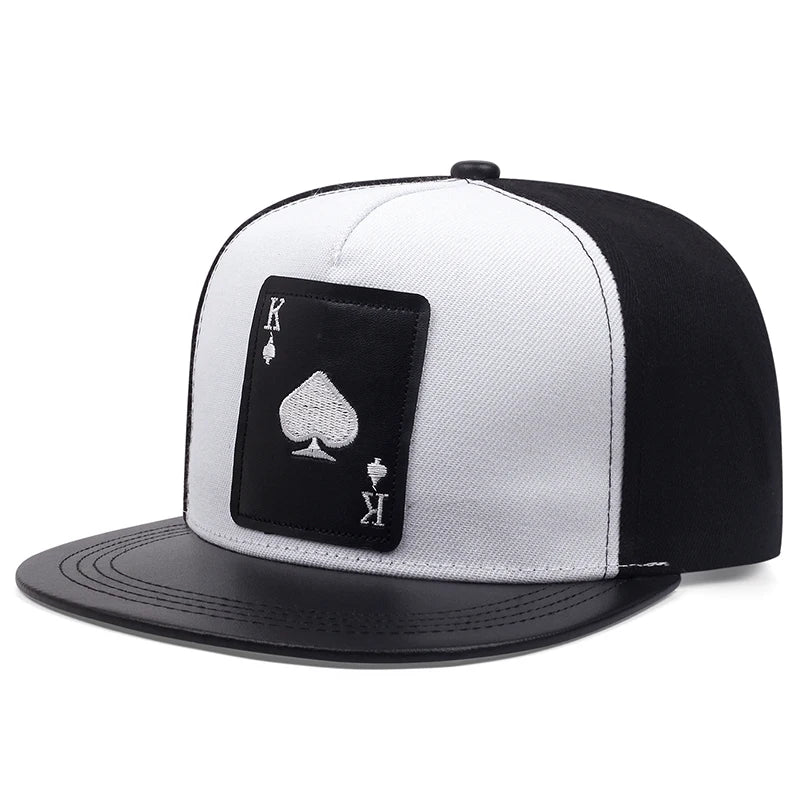 King Leather Playing Card Embroidered Baseball Caps Hip Hop Caps For Men Women