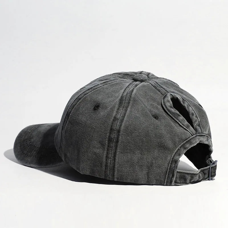 Washed Ponytail Baseball Cap for Women Spring Summer Outdoor Sports Hat