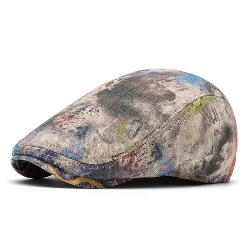 Four Seasons Cotton Print Newsboy Caps Men Flat Peaked Cap
