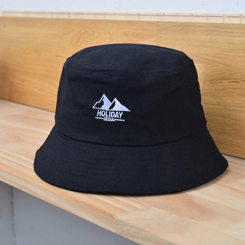 Embroidery Cotton Bucket Hat For Men Summer