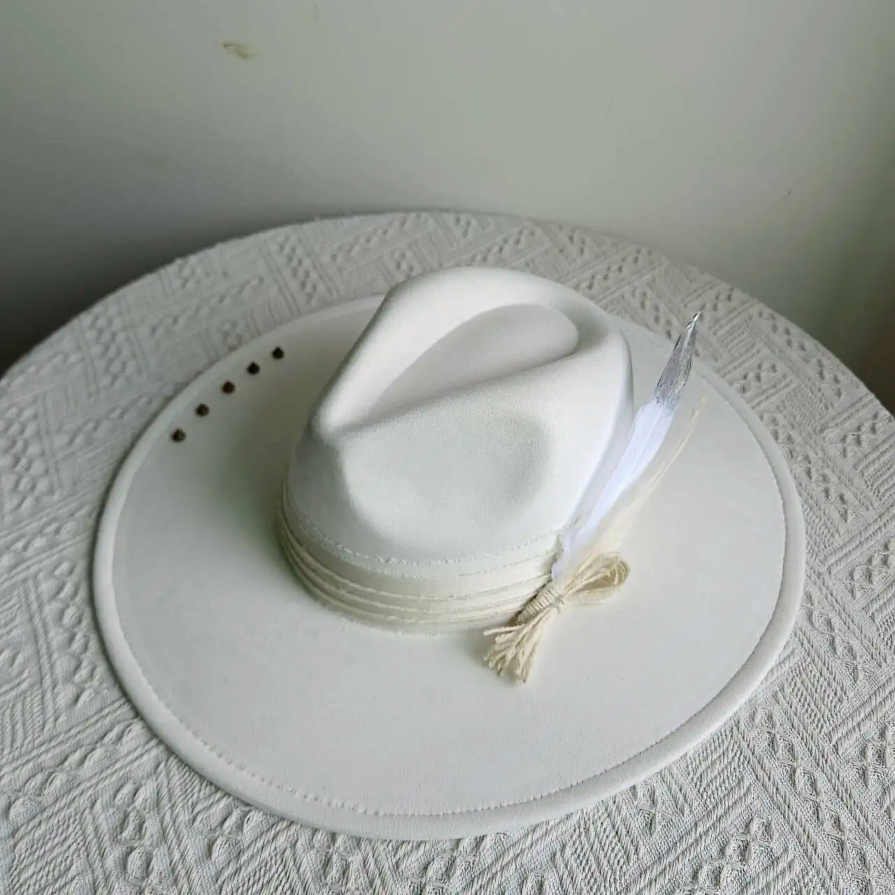 Western Style Wide Brimmed Velvet Fedora