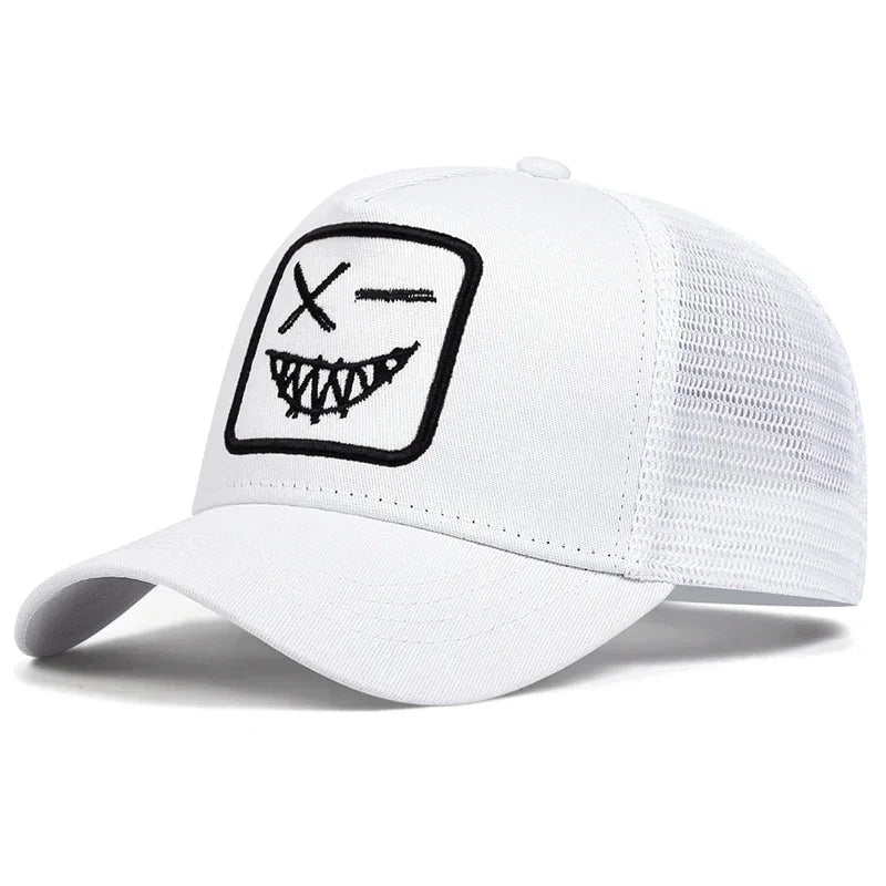 Unisex X Smiling Face Teeth Embroidery Baseball Net Caps