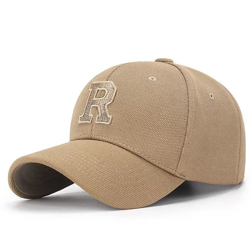 New High Quality R Letter Gold Thread 3D Embroidery Adjustable Elastic Pineapple Cloth Baseball Cap Sun Hat
