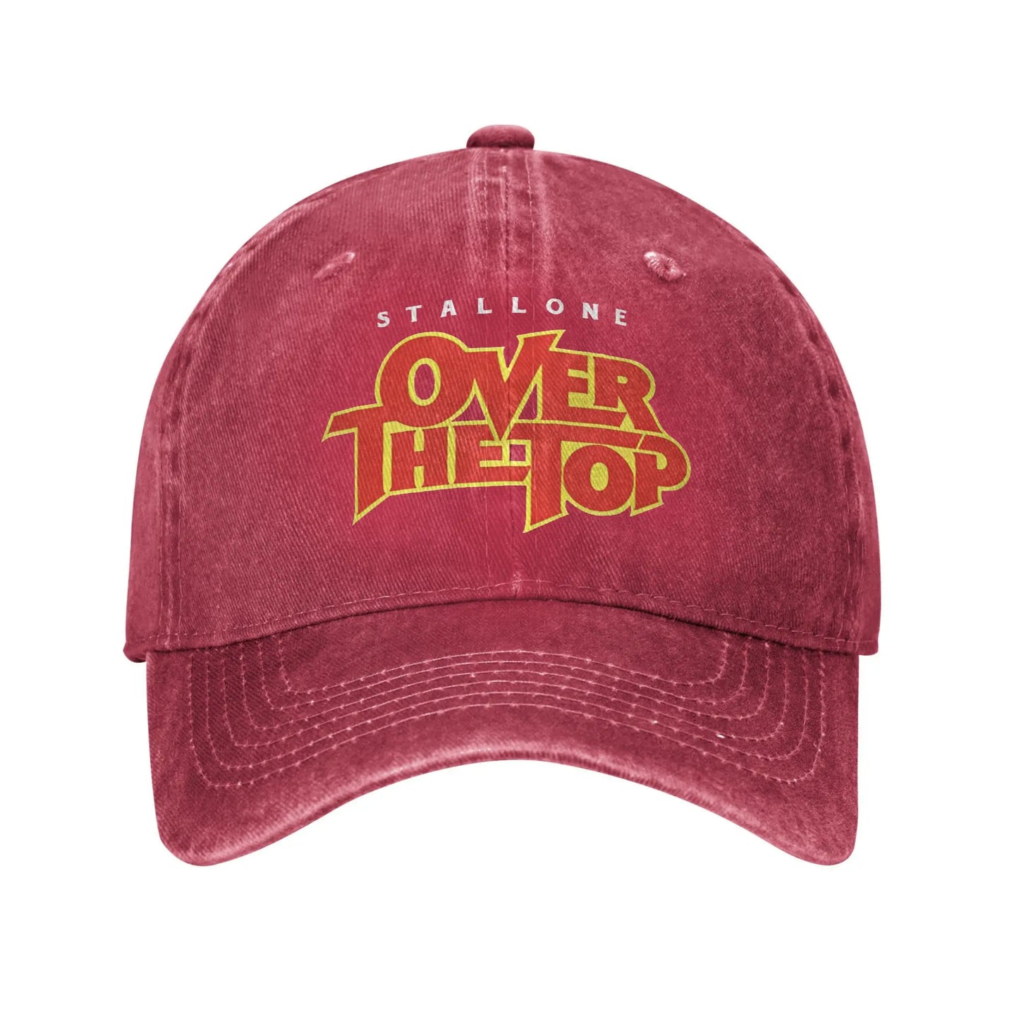 Over The Top Logo Movie Baseball Cap Lincoln Hawk Distressed Denim Washed Hat