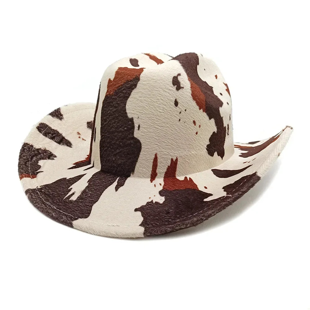 Western Style Leopard Cow Print Sun Hat Women's
