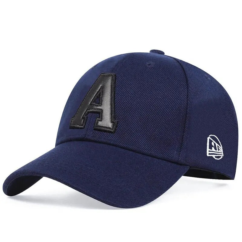 Unisex A Letter Leather Label Embroidery Snapback Baseball Caps Outdoor Adjustable Casual Hats Sunscreen Hat