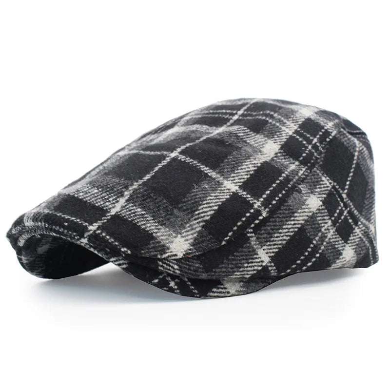 Men's And Women's Fashion Versatile Beret Casual Stripes Warm Octagonal Cap