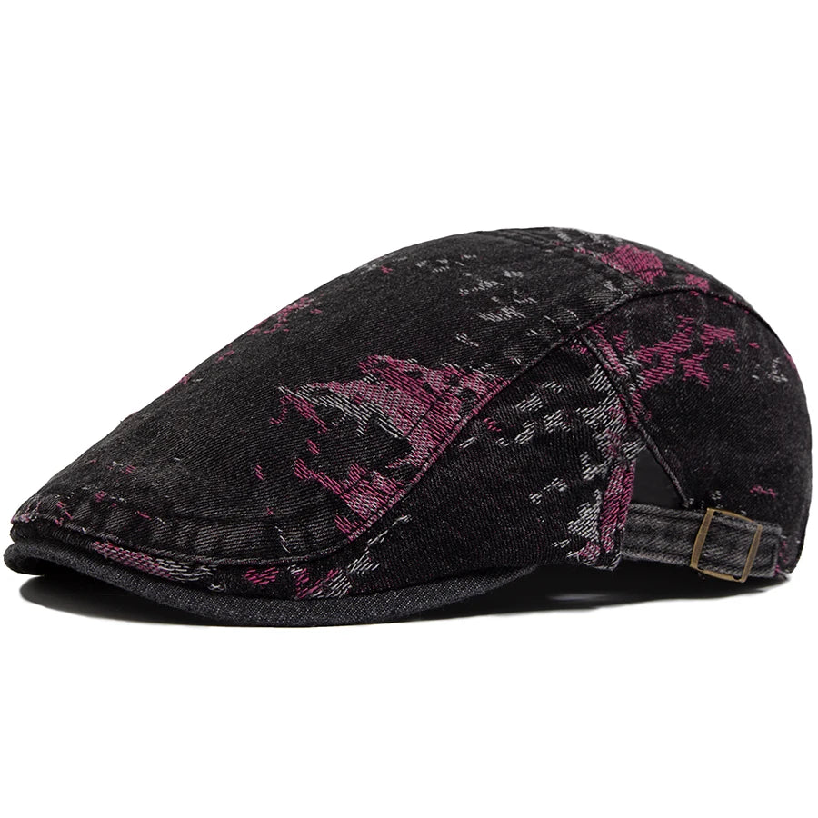 Spring Fashion Print Denim Women's Beret Summer