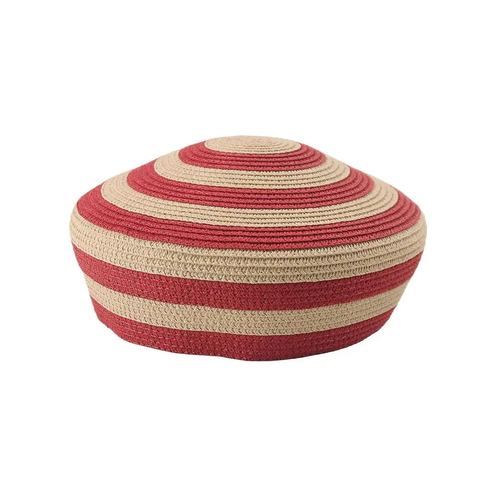 2026 New Striped Paper Straw Beret For Women