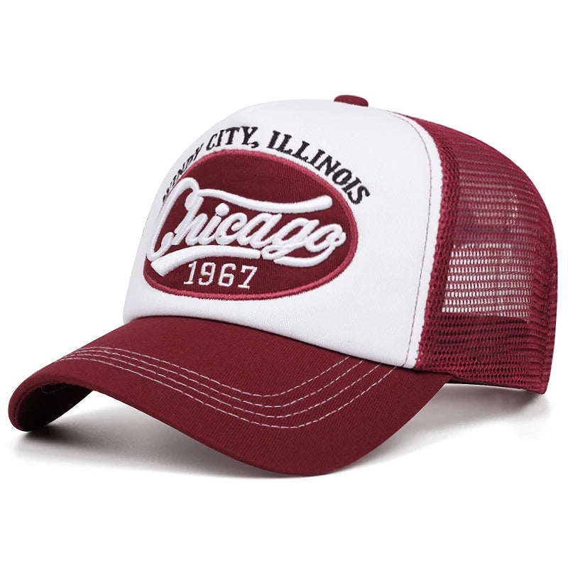 Chicago 1967 Letter Embroidered Sponge Baseball Cap, Men's and Women's