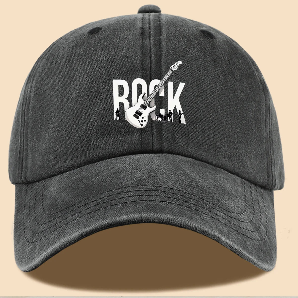 Rock Theme Electric Guitar Print Baseball Cap
