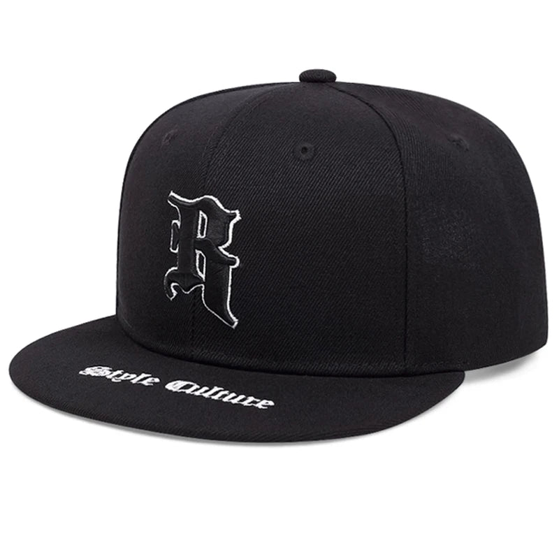 R Crown Embroidered Men's Flat brimmed Hat Hip Hop Hat Women's Trendy