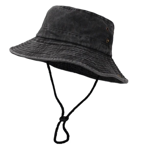 Wide Brim Bucket Hat For Men And Women Washed Solid Cotton