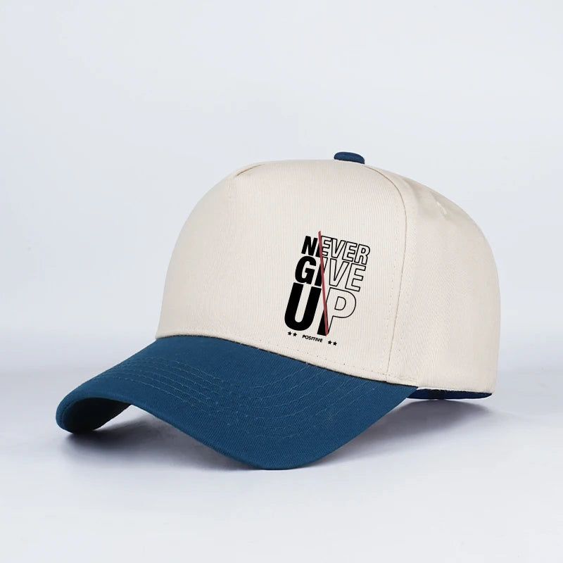 "Never Give Up" Print Two Tone Baseball Cap