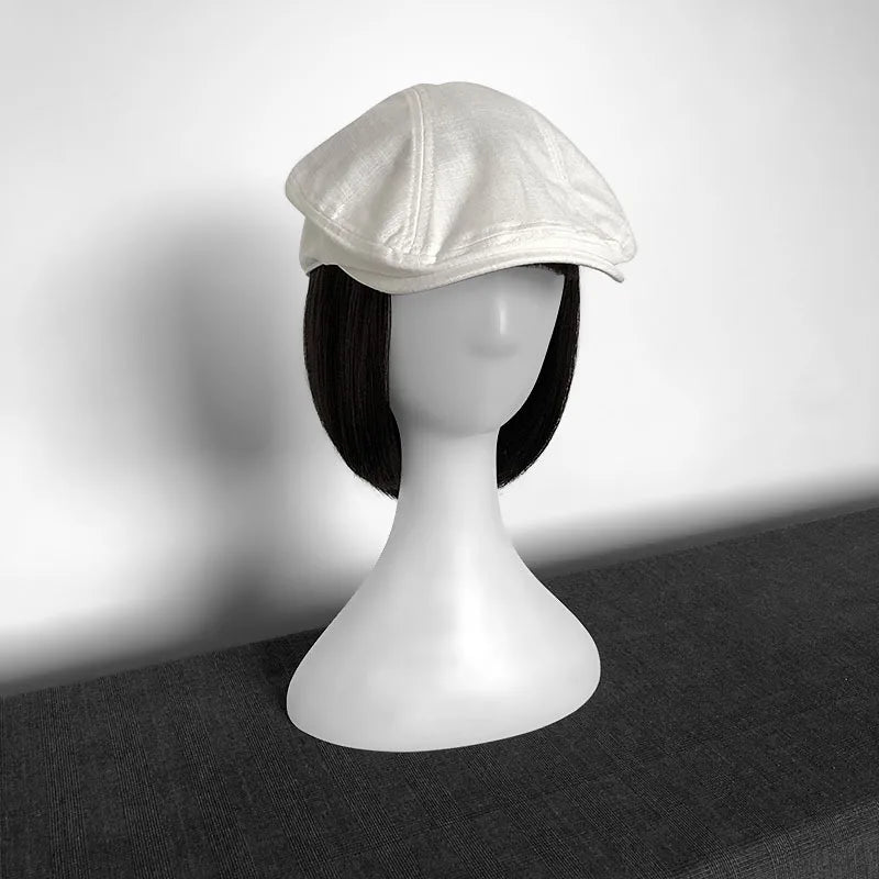 Spring Summer Linen Newsboy Cap New White Breathable Beret Men's Women's
