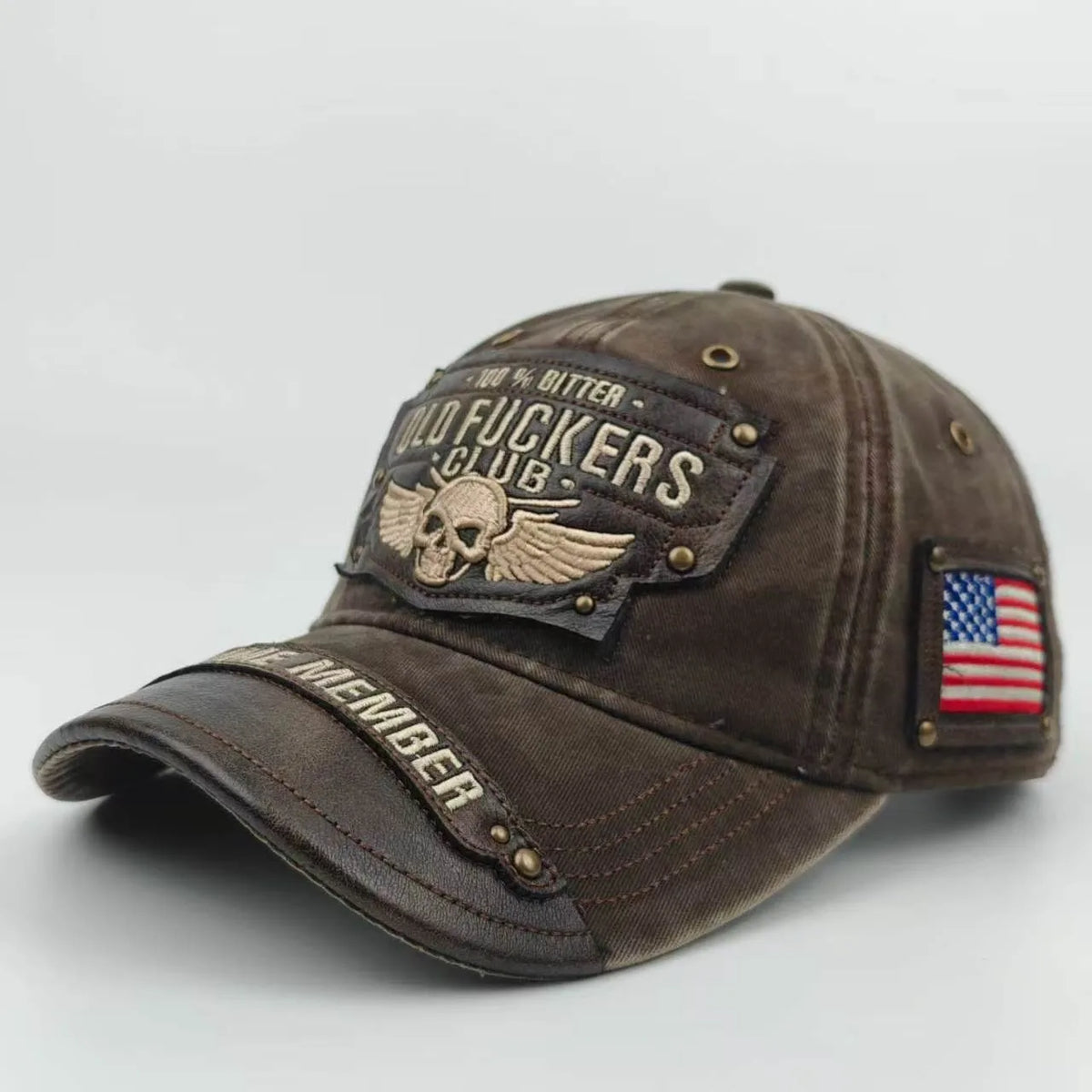 American Punk Old Timer Club Fashion Casual Washed Vintage Baseball Cap Embroidered Style Unisex Duckbill Cap