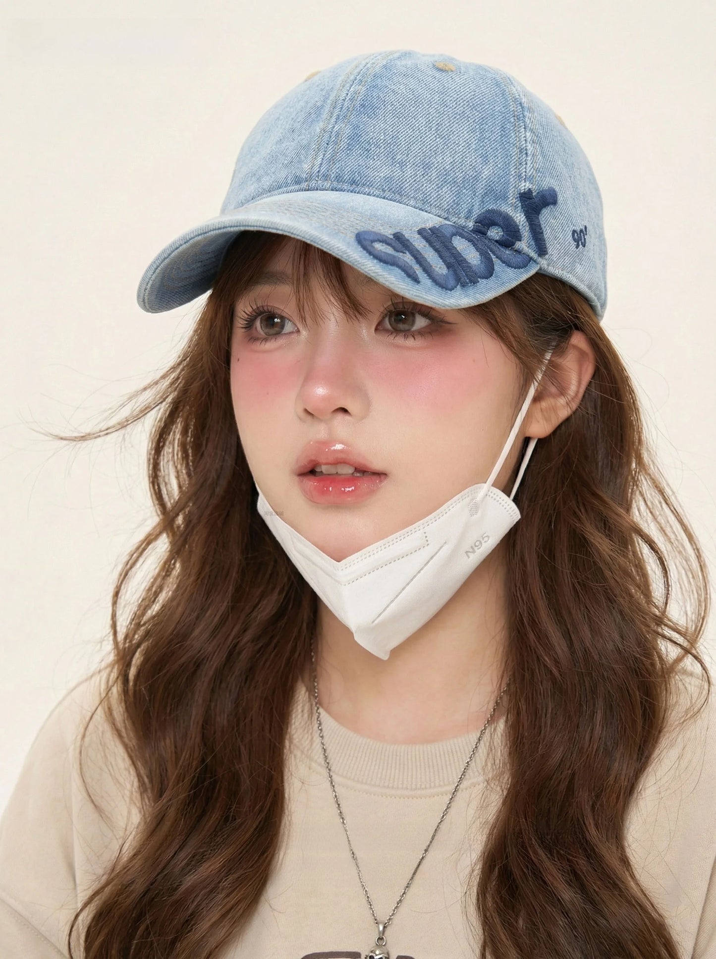 Washed Denim Baseball Cap Women's Vintage Lab Hat