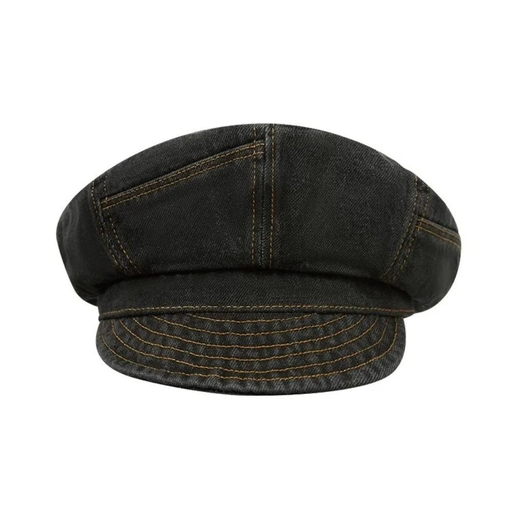 Fashion Vintage Washed Denim Beret Cloud Newsboy Octagonal Cap