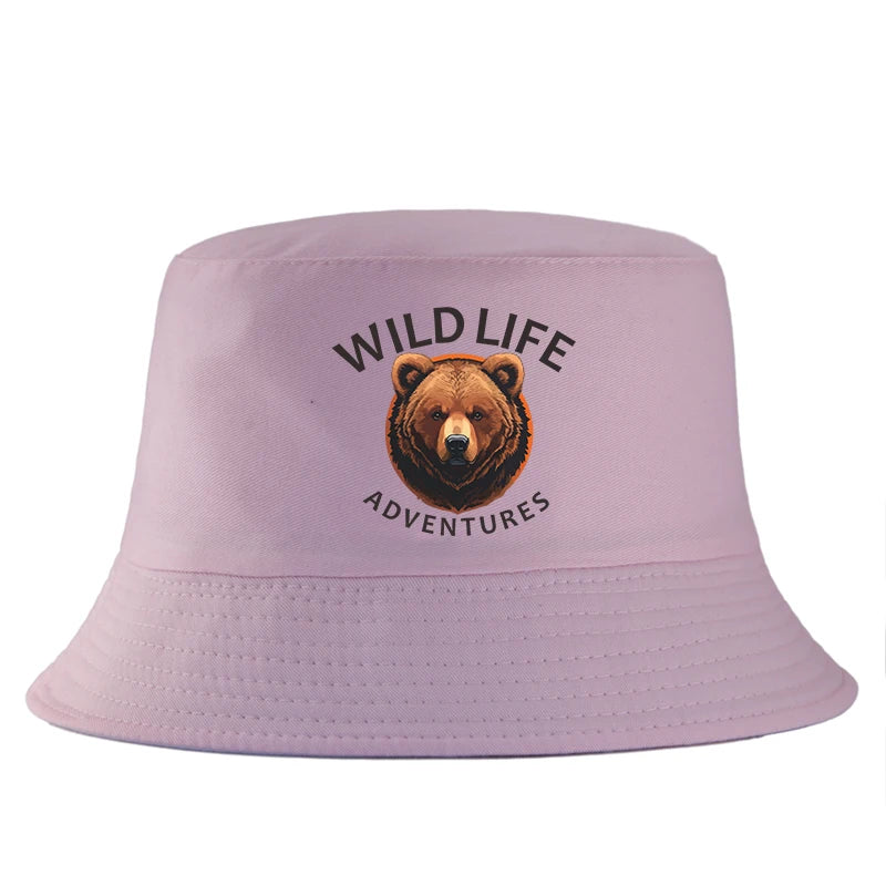 Wild Life Bear Print Bucket Hat Outdoor Sun Cap Men Women