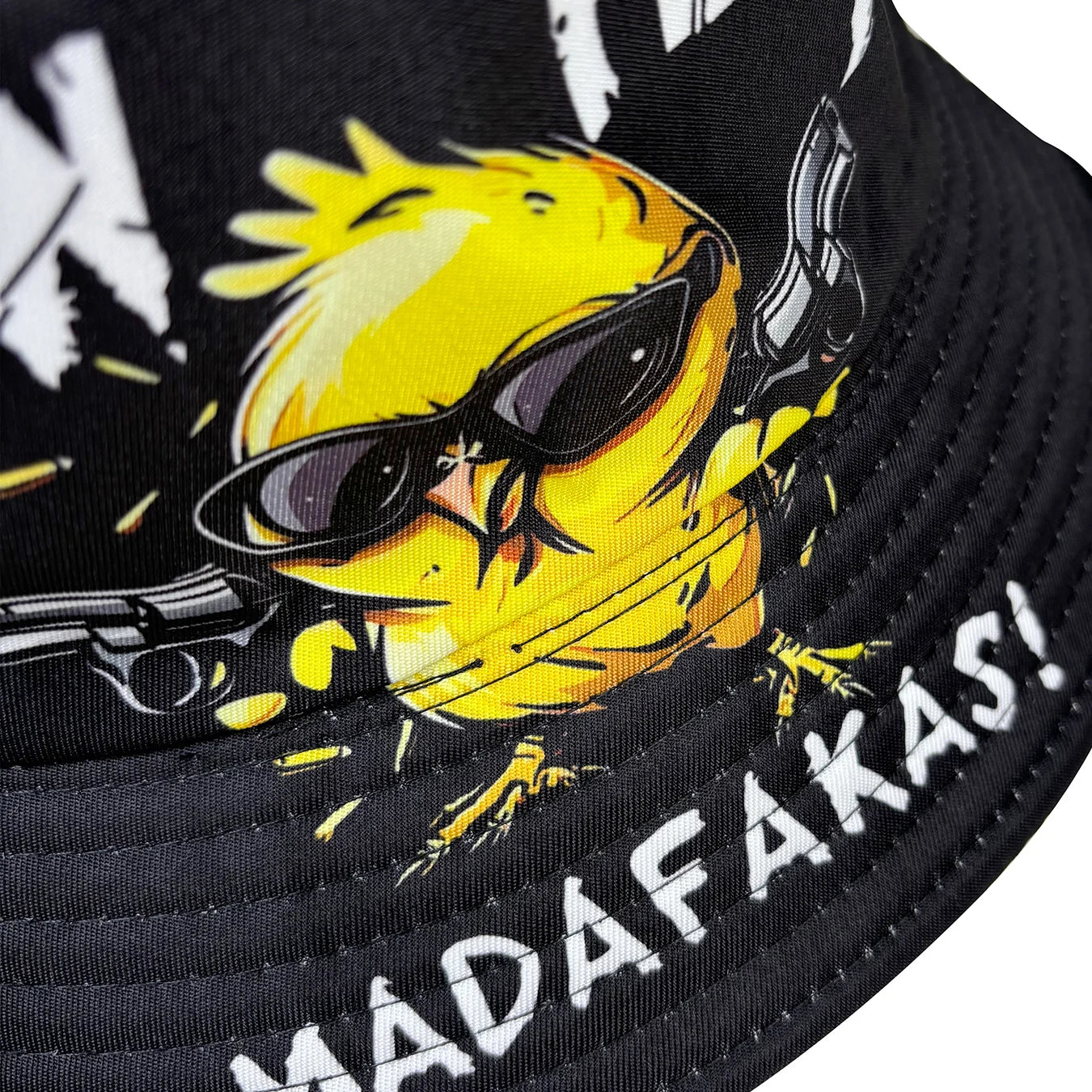Cool Duck'Pew Pew' 3D Graphic Fisherman Hat, Lightweight Cartoon Duck Design with Glasses
