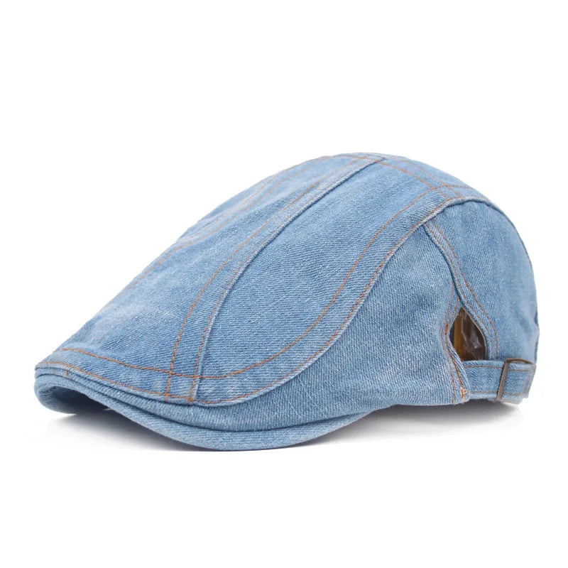 Vintage Cotton Denim Newsboy Cap