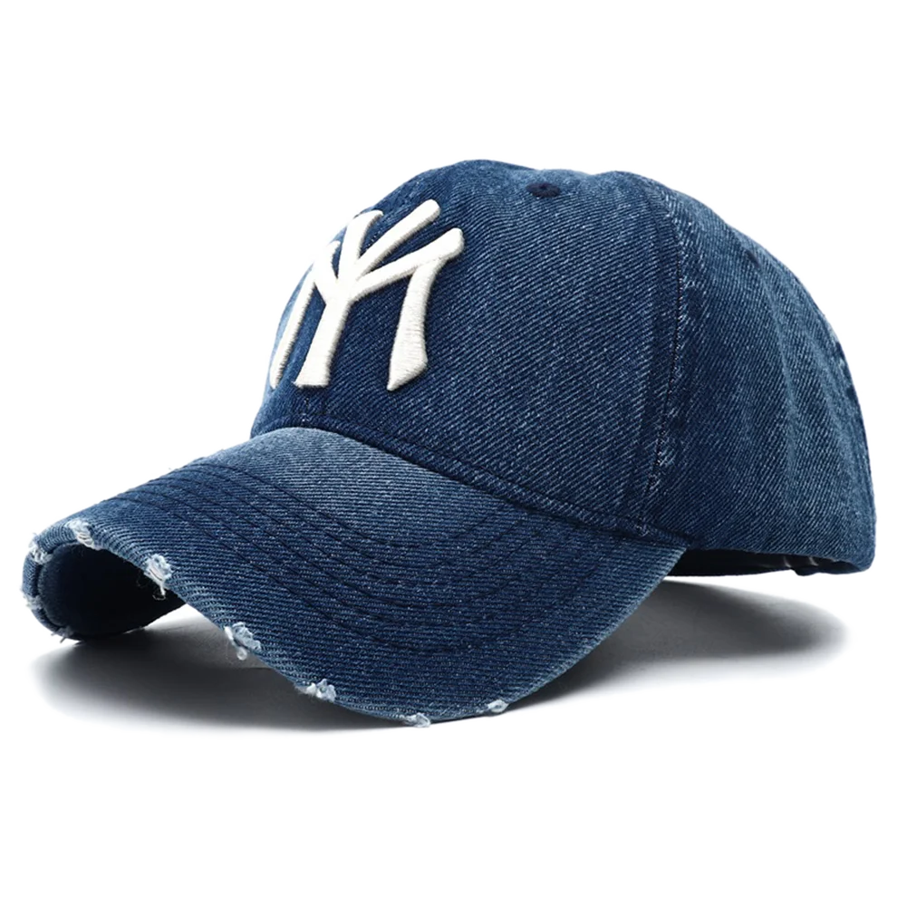 High Quality MY Embroidered Washed Denim Baseball Cap