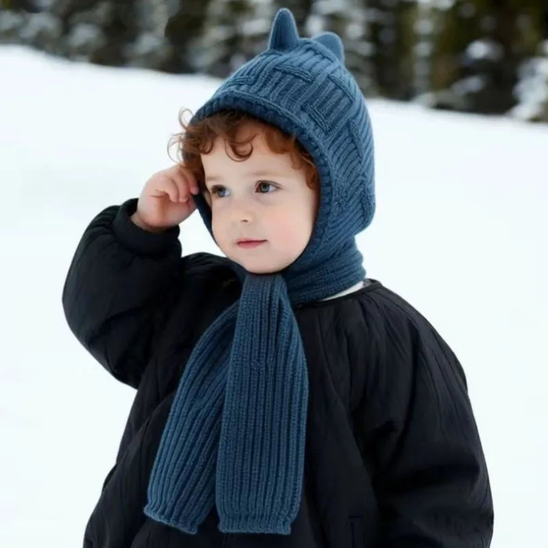 Baby Knitted Hat Winter Warm Woolen Infant Ear Protection Cap
