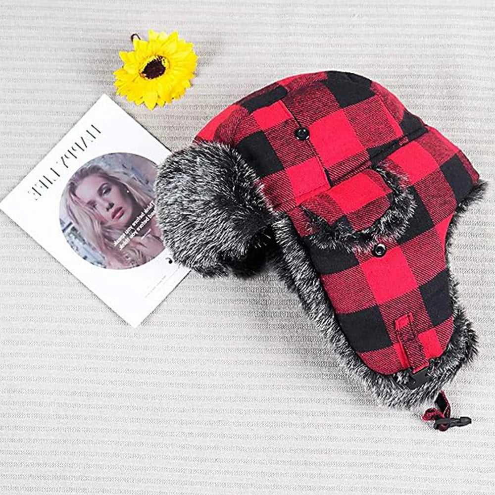Lumberjack Plaid Aviator Trapper Hat