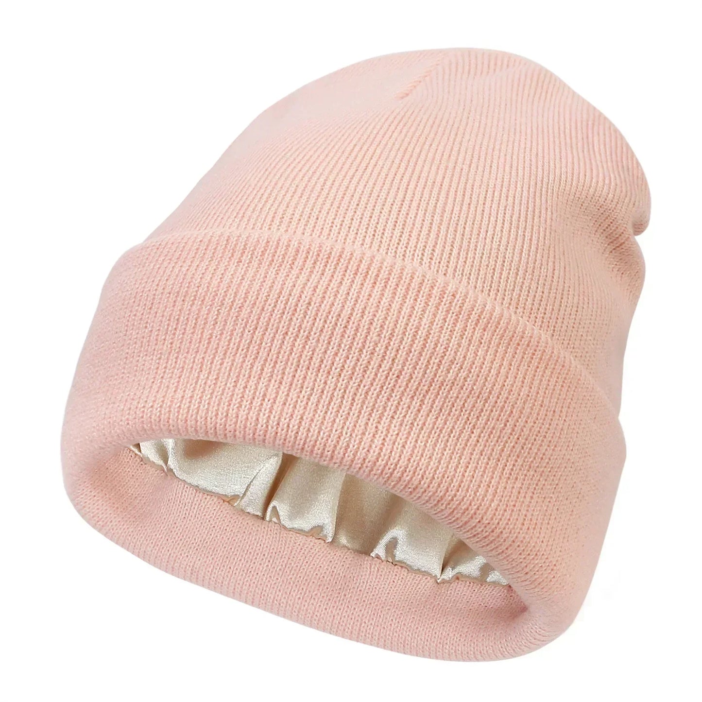 New Unisex Winter Hat Silk Satin Lined Beanies Men And Women Two-Sided