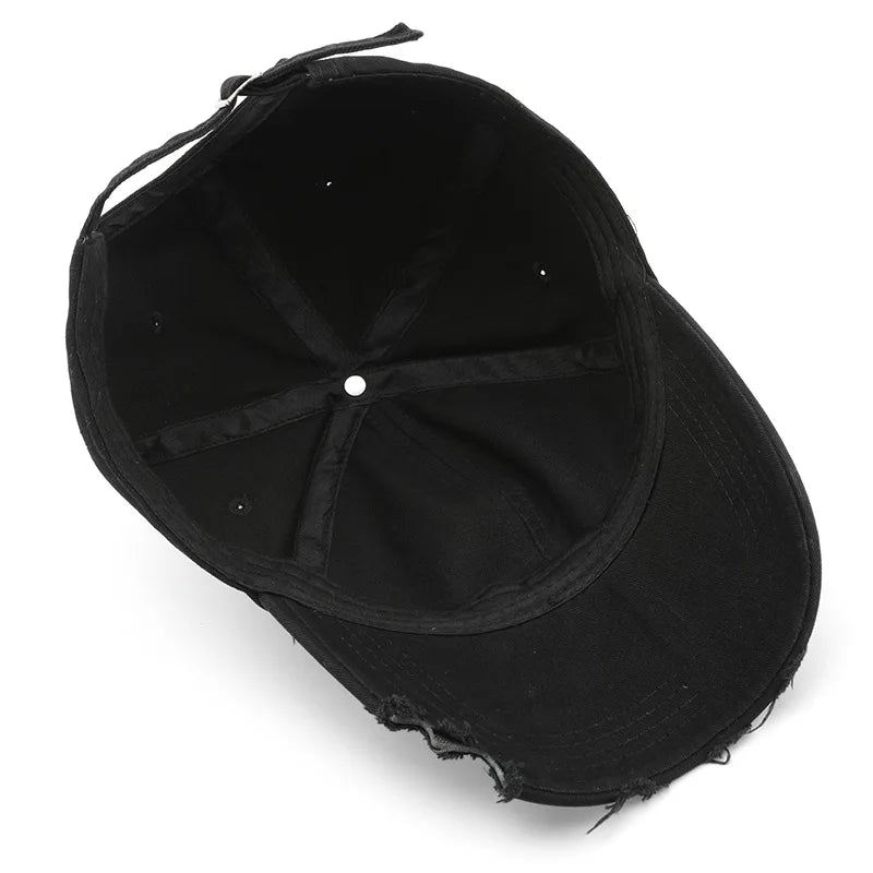 Men's Trendy Solid-Color Distressed Baseball Cap
