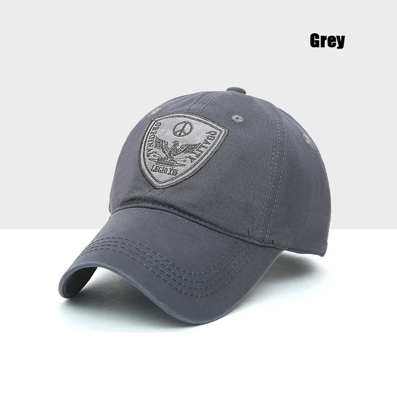 Fashion Classic Soft Top Embroidery Patch Washable Military Cadet Hat Unisex Cotton Outdoor Sport Casual Baseball Cap