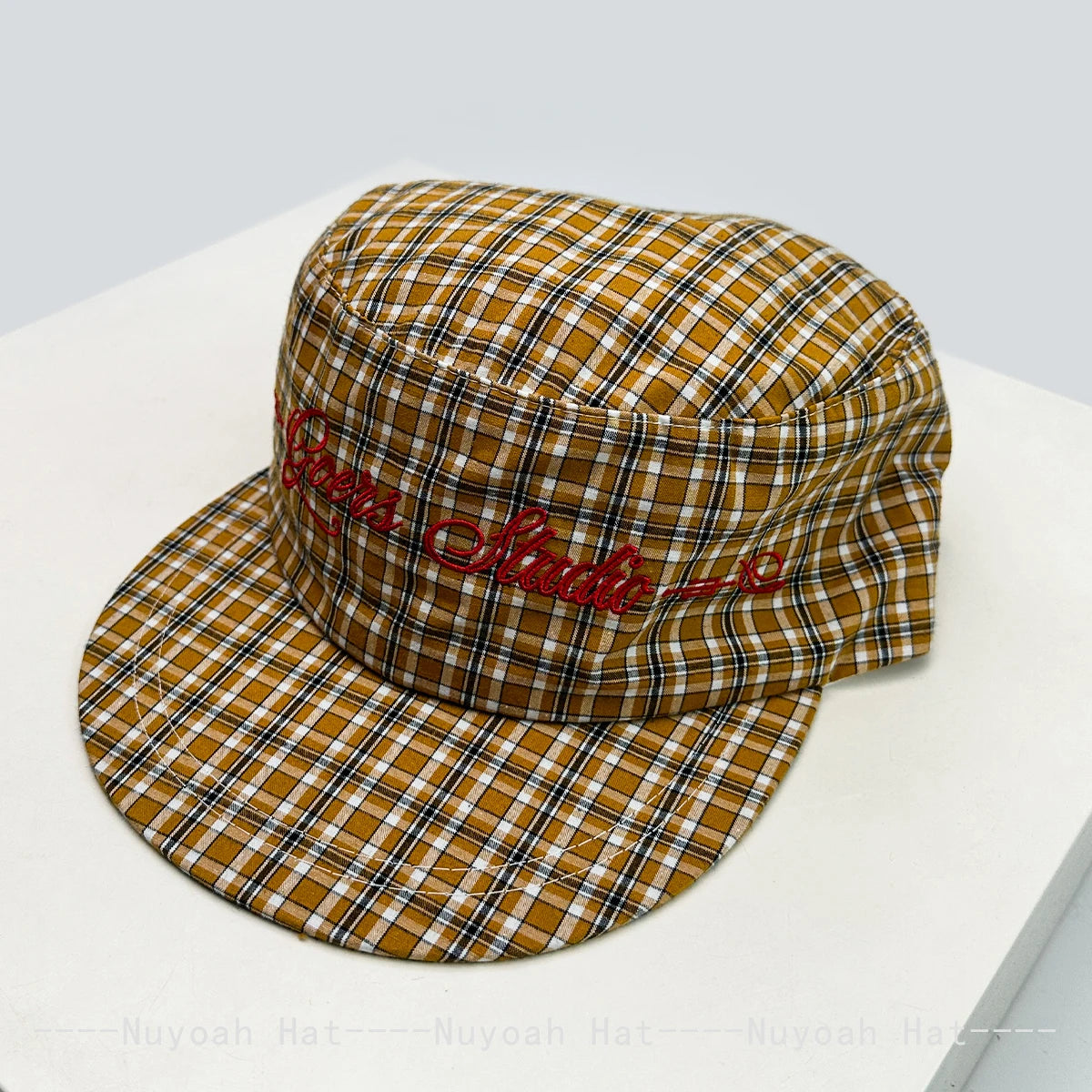 Korean Plaid Embroidered Letters Baseball Hats