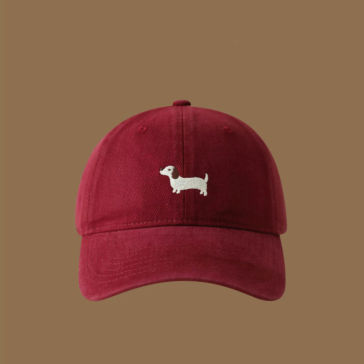 Embroidered Dachshund Washed Cotton Baseball Cap Fashion Women men