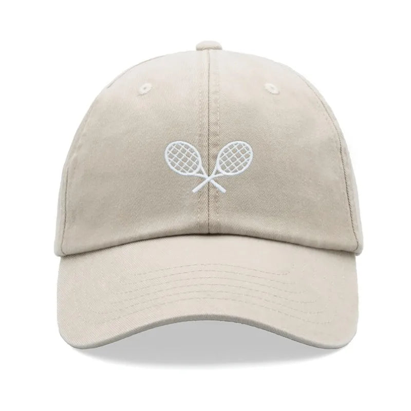 1pc Tennis Racquets Crossed Retro Washed Baseball Caps for Men