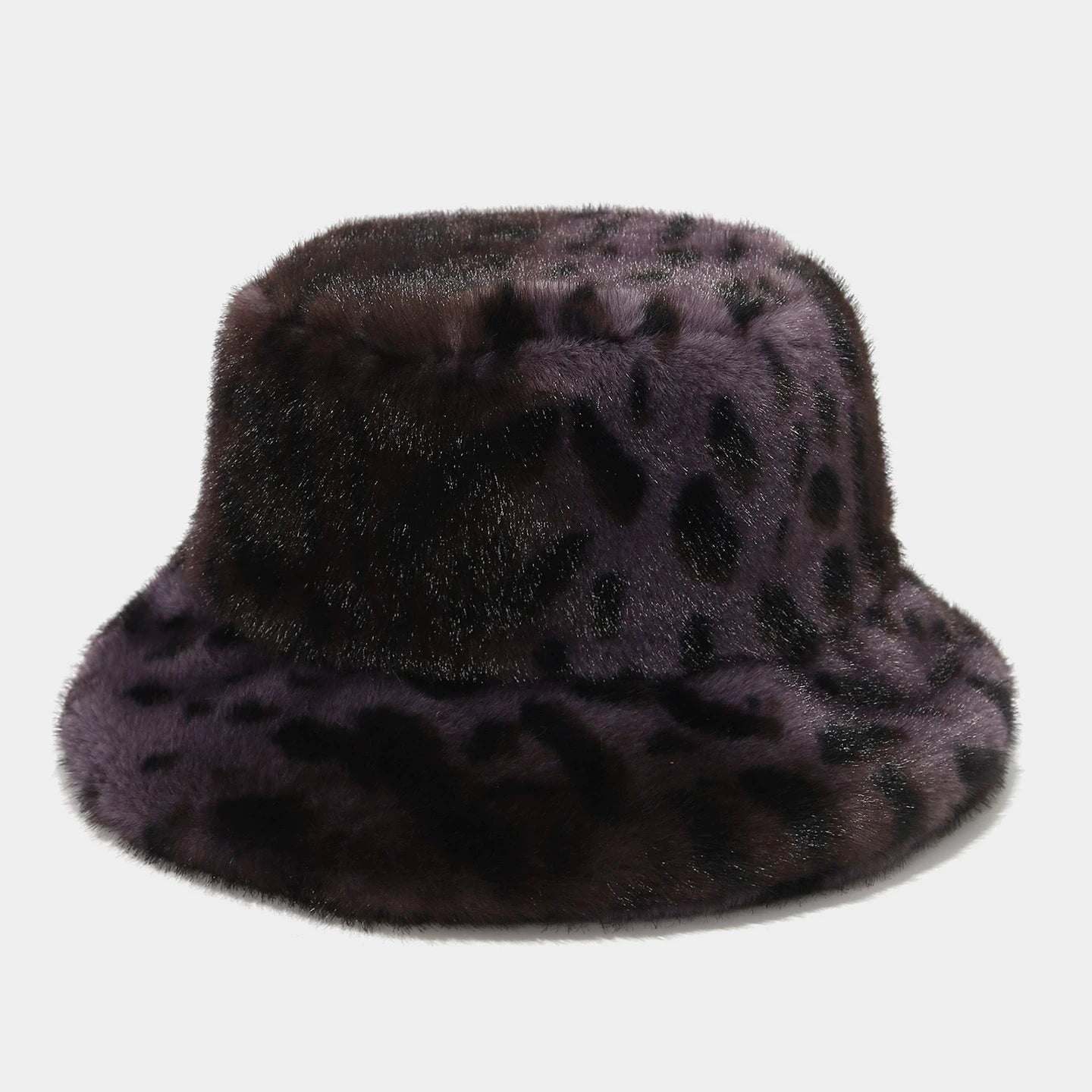 Women Leopard Print Fur Hat Thickened Winter Warm Fisherman Hat