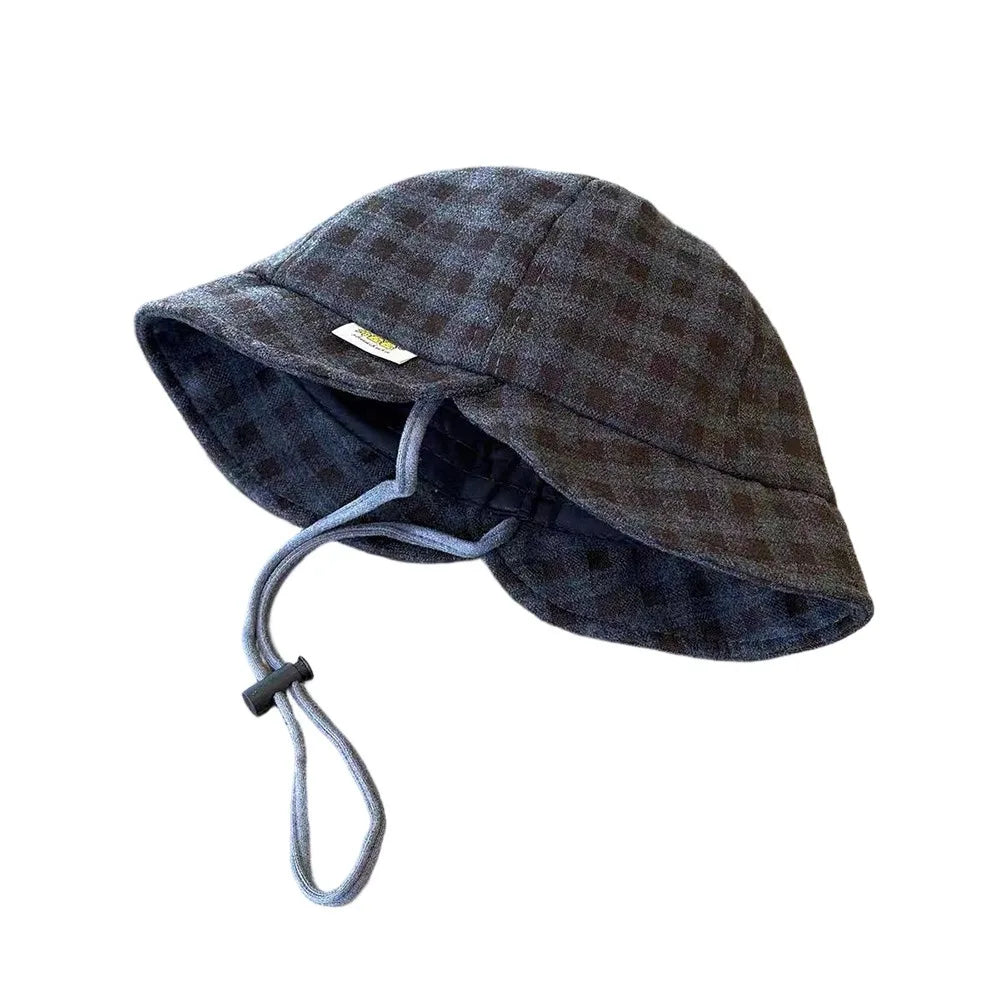 New Plaid Hat Adjustable Windproof Bucket Hat Fisherman Cap Summer Season
