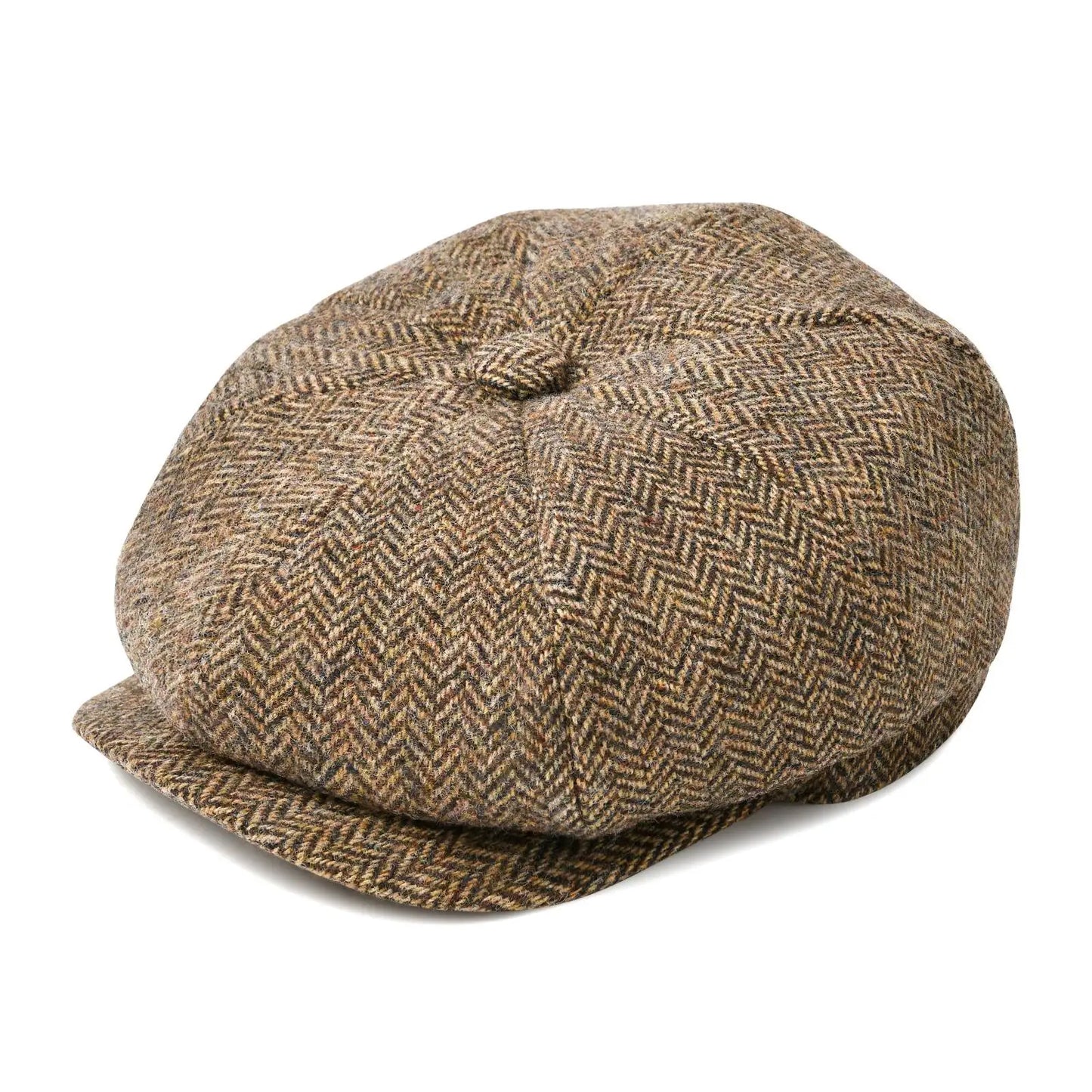 Wool Tweed Newsboy Cap Herringbone Men British Gatsby Retro Hat